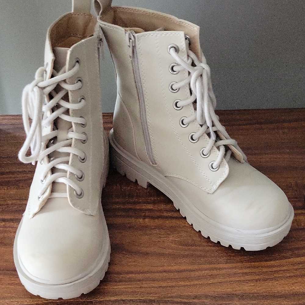 Soda Cream Lace-Up Combat Boots